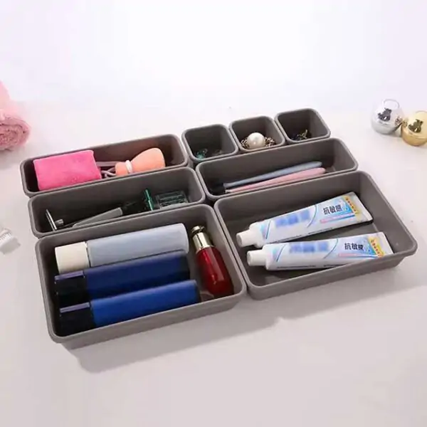 8pc Set Storage Drawer Organizer Box – Makeup Brush Holder & Jewellery Storage Container – UK Home Essentials