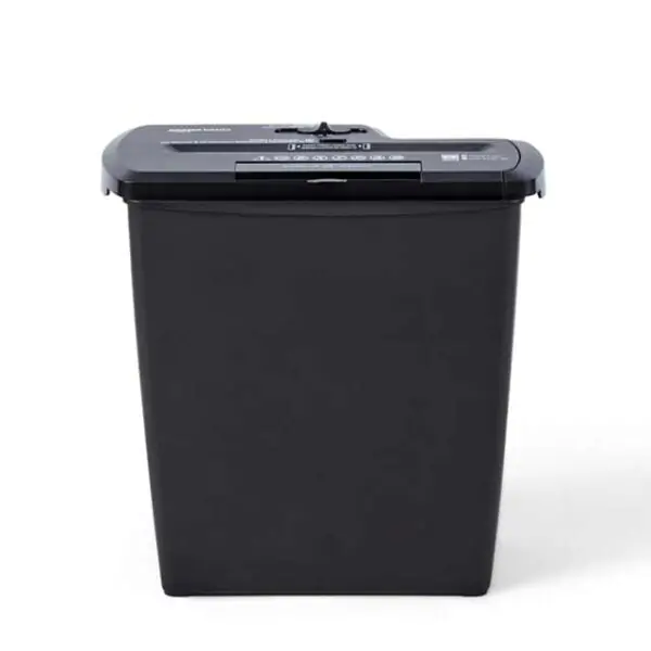 AmazonBasics 8-Sheet Strip-Cut Paper Shredder – Shreds CDs, Credit Cards & Documents for Secure Disposal