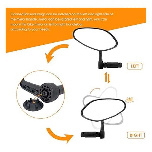 Arkham HD Bike Mirror – Adjustable Bar End Rearview Mirror with Auto-Grade Glass for E-Bikes & Bicycles (Oval Pair) - Image 3