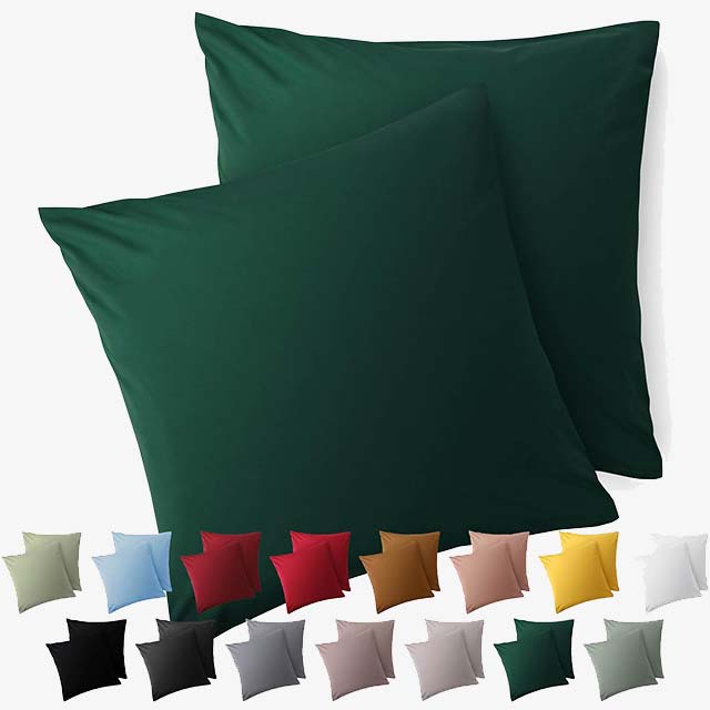 Blumtal Pillowcase Set – 80x80 cm, Soft Oeko-Tex Certified Microfibre, Pack of 2 (Dark Green)