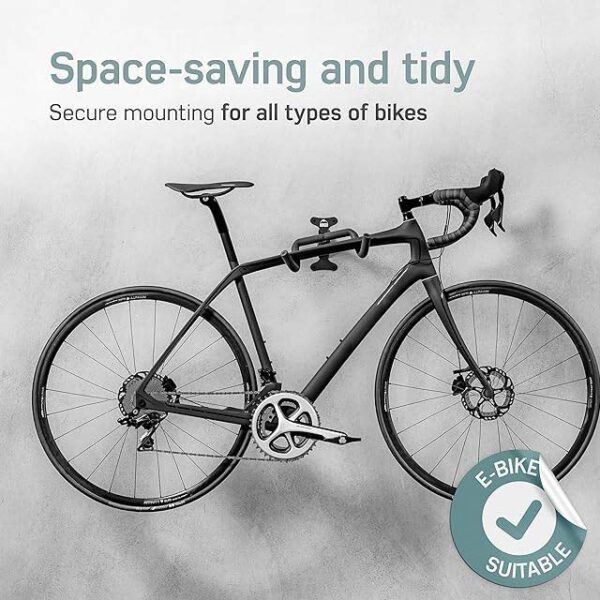 Borgen Bike Wall Mount – Adjustable & Foldable Bike Rack for Space-Saving Storage | MTB, Road Bike, E-Bike Compatible (Black)