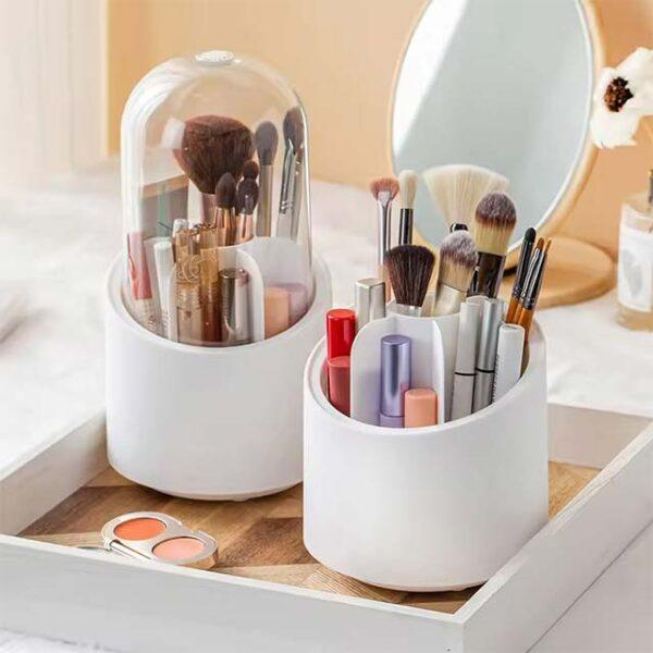 Rotating Makeup Brush Holder – Portable Dustproof Cosmetic Organizer for Lipstick, Eyeshadow & Beauty Essentials