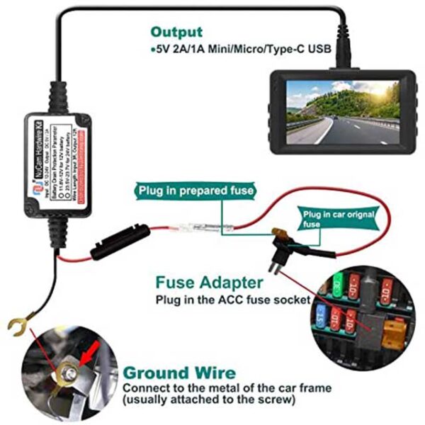 Carpuride Dash Cam Hardwire Kit