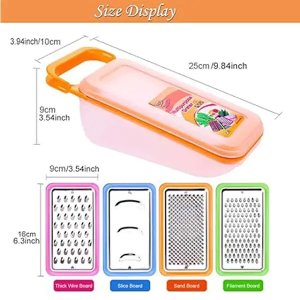 Contiup 4-in-1 Cheese Grater Set – Multi-Purpose Shredder with Container for Cheese & Vegetables (Green)