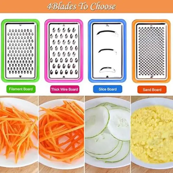 Contiup 4-in-1 Cheese Grater Set – Multi-Purpose Shredder with Container for Cheese & Vegetables (Green)