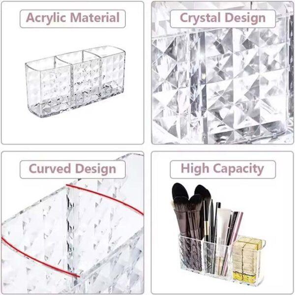Acrylic Makeup Organizer Storage Box with Drawer – Cosmetic Holder for Lipstick, Brushes & Cotton Swabs