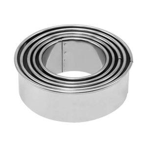 Cretty-Meet 5-Piece Stainless Steel Round Cookie Cutter Set – Rolled Edge Biscuit, Donut & Cake Ring Molds (6-10cm)