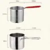 304 Stainless Steel Deep Fryer – Japanese-Style Frying Pot with Basket for Home Kitchen Cooking