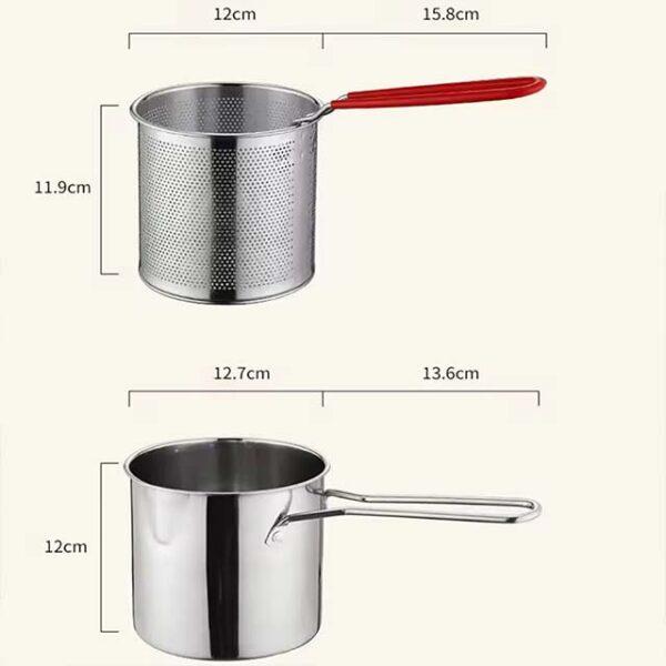 304 Stainless Steel Deep Fryer – Japanese-Style Frying Pot with Basket for Home Kitchen Cooking