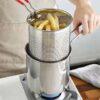 304 Stainless Steel Deep Fryer – Japanese-Style Frying Pot with Basket for Home Kitchen Cooking