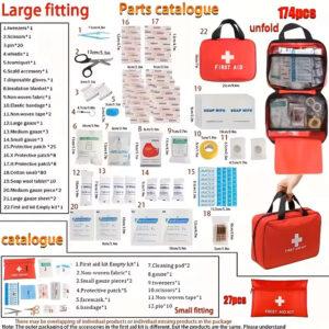 Deluxe First Aid Kit with Carrying Pouch – Essential Emergency Kit for Camping, Hiking & Travel