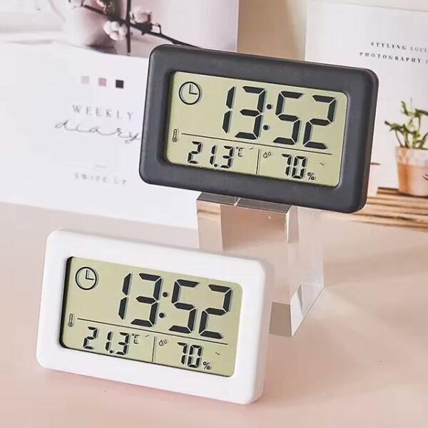 Digital Hygrometer Clock – Battery-Powered 12/24H Timepiece with Temperature & Humidity Display for Home & Office
