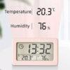 Digital Hygrometer Clock – Battery-Powered 12/24H Timepiece with Temperature & Humidity Display for Home & Office
