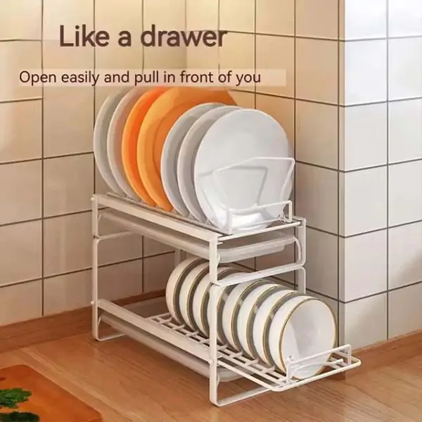 Stackable Dish Drain Shelf – Drawer Organizer Rack for Bowls, Plates, Cutlery & Countertop Storage