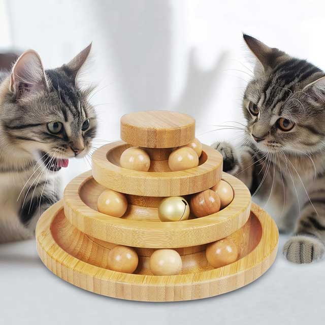 DoogCat 3-Level Cat Ball Track Tower – Interactive Kitty Toy with 9 Removable Balls, Roller Circle Track, DIY Fun for Kittens, Mental & Physical Exercise – Large Size