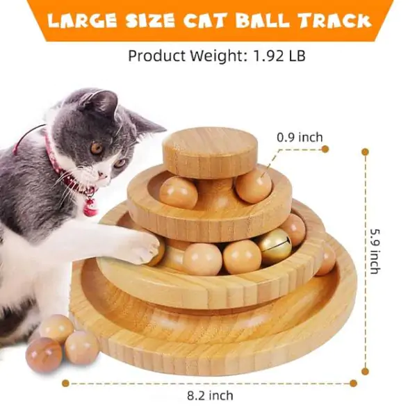 DoogCat 3-Level Cat Ball Track Tower – Interactive Kitty Toy with 9 Removable Balls, Roller Circle Track, DIY Fun for Kittens, Mental & Physical Exercise – Large Size