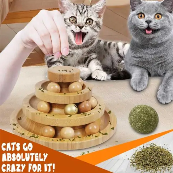 DoogCat 3-Level Cat Ball Track Tower – Interactive Kitty Toy with 9 Removable Balls, Roller Circle Track, DIY Fun for Kittens, Mental & Physical Exercise – Large Size