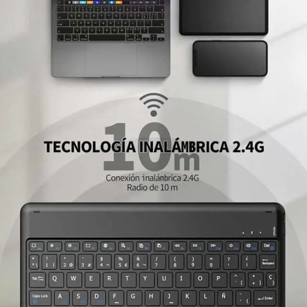 EasyAcc Wireless Bluetooth Keyboard – Spanish Layout, Compatible with Windows, Android & iOS Tablets, Compact & Portable Keyboard (Black) - Image 3