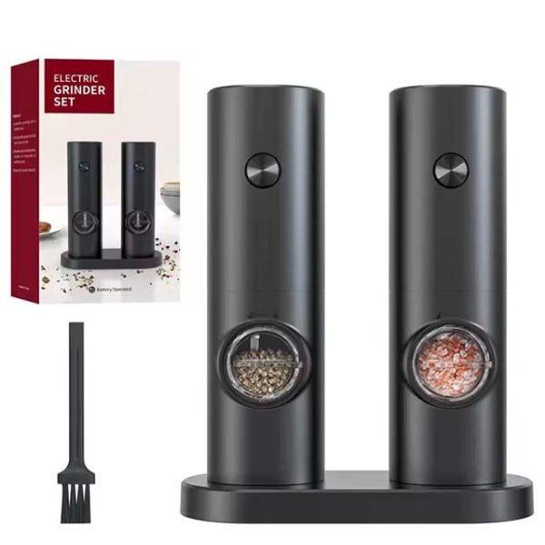 Rechargeable Electric Salt & Pepper Grinder Set – Automatic Gravity Spice Mill with Adjustable Coarseness
