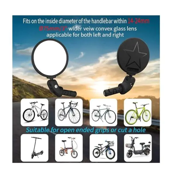 Bike Mirrors | HD Glass Bar End Rearview Mirror for Safe Cycling – Easy Installation