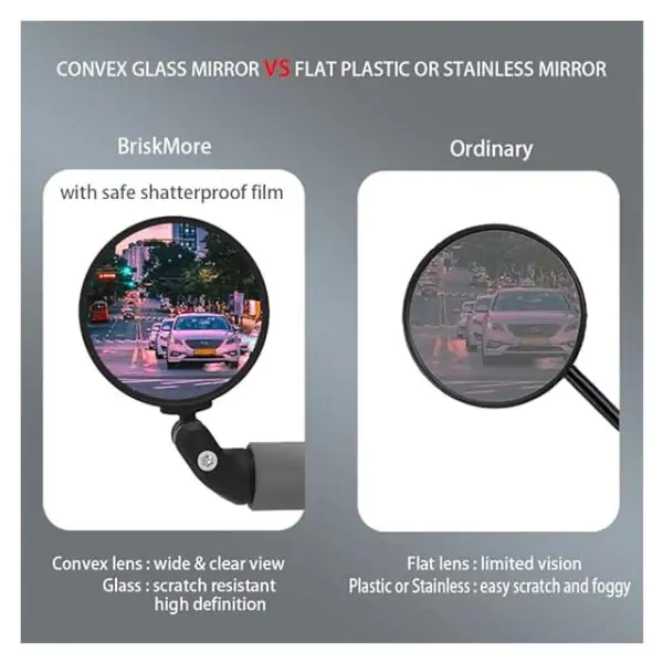 Bike Mirrors | HD Glass Bar End Rearview Mirror for Safe Cycling – Easy Installation