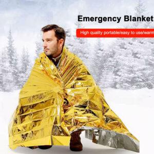 Gold & Silver Emergency Thermal Blanket – Waterproof, Windproof Survival Blanket for First Aid, Military Rescue, Camping & Hiking
