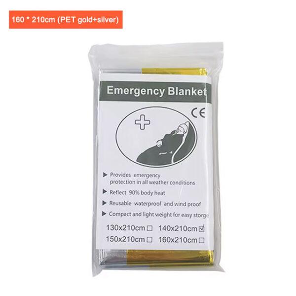 Gold & Silver Emergency Thermal Blanket – Waterproof, Windproof Survival Blanket for First Aid, Military Rescue, Camping & Hiking