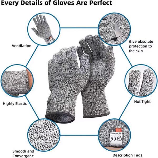 Grade 5 Cut-Resistant Gloves – HPPE Safety Gloves for Kitchen, Glass Cutting & Gardening Protection