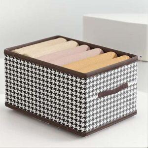Foldable Clothes Storage Basket – 40×28×20cm Thousand Bird Grid Organizer for Home & Closet