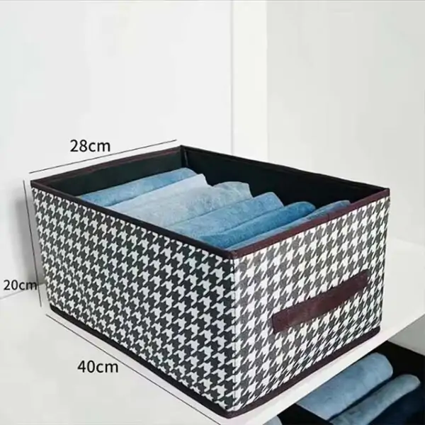 Foldable Clothes Storage Basket – 40×28×20cm Thousand Bird Grid Organizer for Home & Closet