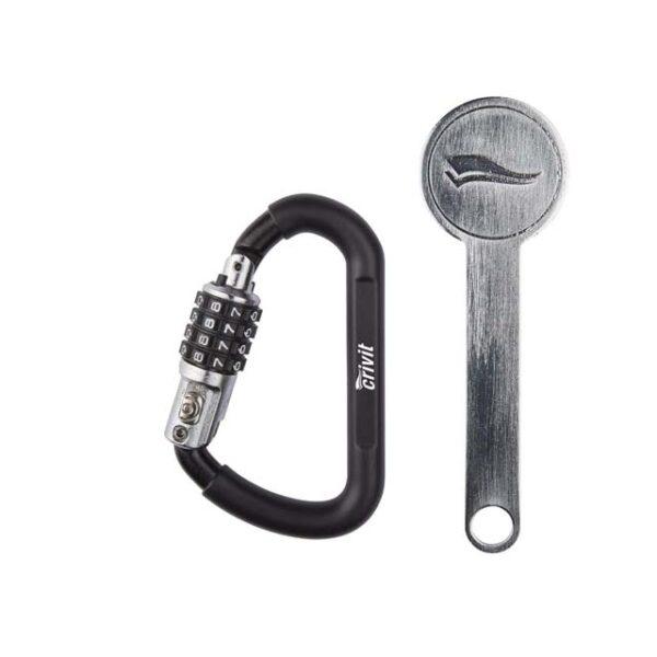 Crivit HS-46 Helmet Lock – Secure & Compact (10x6.5cm) | Black & Silver