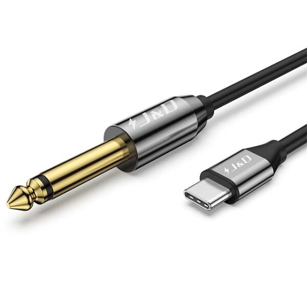 J&D USB-C to 6.35mm 1/4 inch TS Audio Cable - Gold Plated USB Type C to 1/4" Male Mono Interconnect Aux Adapter Cable Compatible with iPhone 15/16 Series, 3.3 Feet