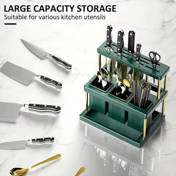 Multi-Functional Kitchen Knife Holder – Space-Saving Cutlery & Utensil Drainer Rack