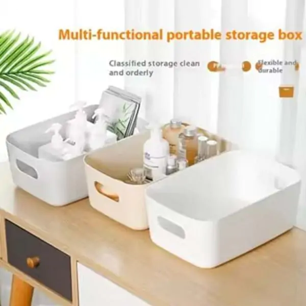 Portable Plastic Storage Box – Multi-Purpose Organizer for Kitchen, Desk, Sundries, Cosmetics & Snacks - Image 2