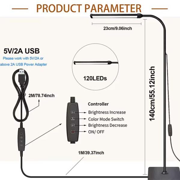 LED Floor Lamp for Living Room & Bedroom - Adjustable Gooseneck, Dimmable Standing Light for Office, Reading, and Home Decor