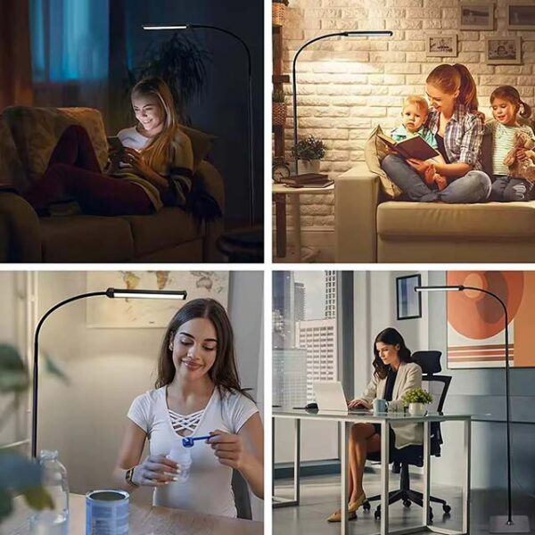 LED Floor Lamp for Living Room & Bedroom - Adjustable Gooseneck, Dimmable Standing Light for Office, Reading, and Home Decor