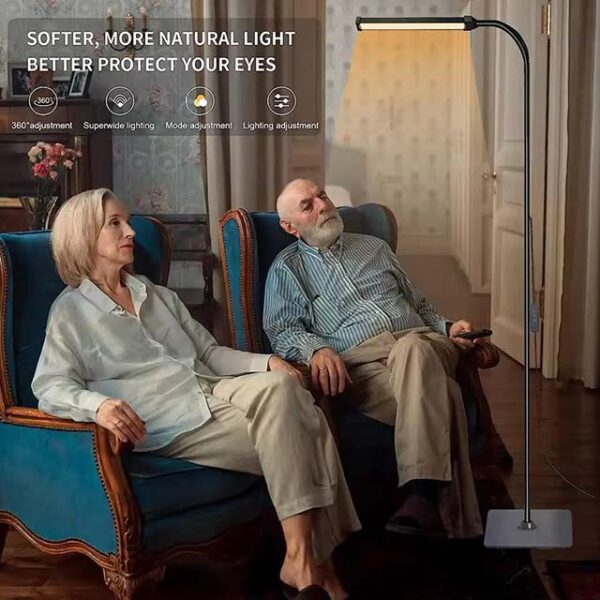 LED Floor Lamp for Living Room & Bedroom - Adjustable Gooseneck, Dimmable Standing Light for Office, Reading, and Home Decor