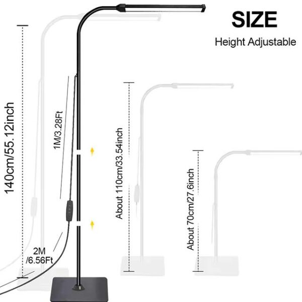 LED Floor Lamp for Living Room & Bedroom - Adjustable Gooseneck, Dimmable Standing Light for Office, Reading, and Home Decor