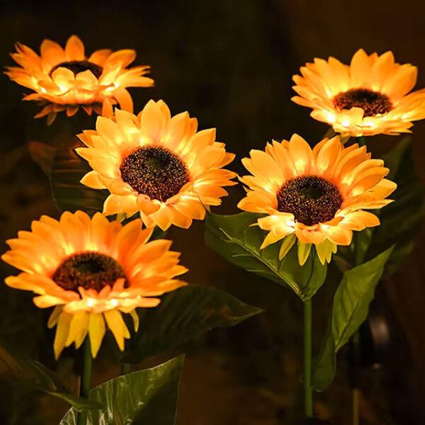 LED Solar Sunflower Lights – IP65 Waterproof Outdoor Pathway Lamp for Garden, Yard, Wedding & Holiday Decor