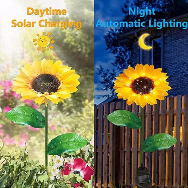 LED Solar Sunflower Lights – IP65 Waterproof Outdoor Pathway Lamp for Garden, Yard, Wedding & Holiday Decor