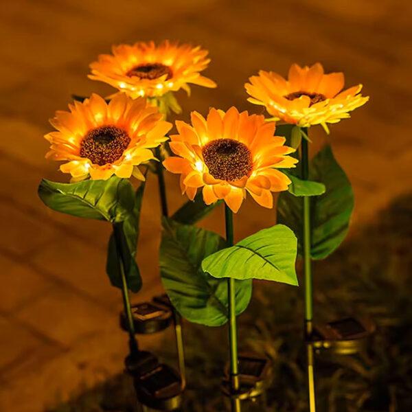 LED Solar Sunflower Lights – IP65 Waterproof Outdoor Pathway Lamp for Garden, Yard, Wedding & Holiday Decor