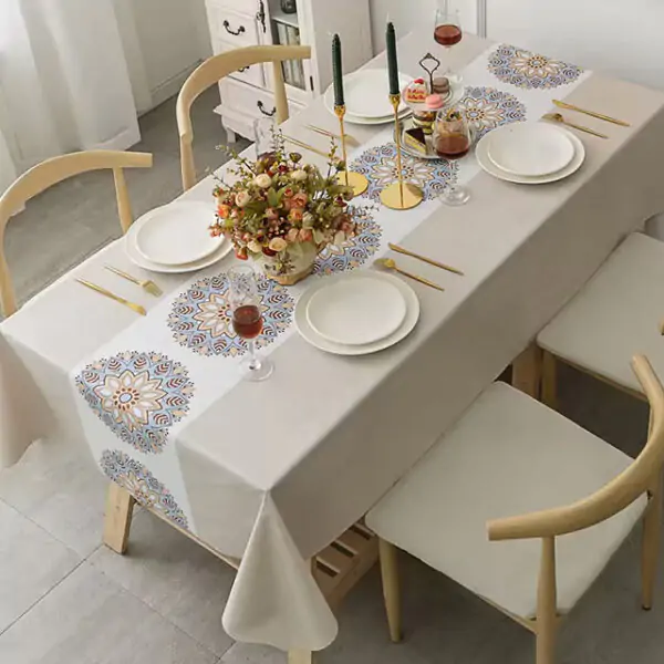 Mandala Waterproof Tablecloth – Thickened, Anti-Scalding, Rectangular Dining Cover for Home & Party Décor
