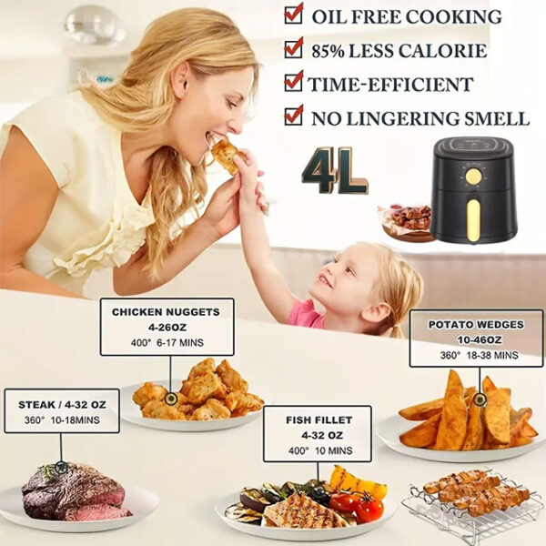 Mechanical Knob Air Fryer 1.06gal – Multifunctional, Simple & Healthy Cooking Tool for Kitchen, Easy-to-Use Household Air Fryer
