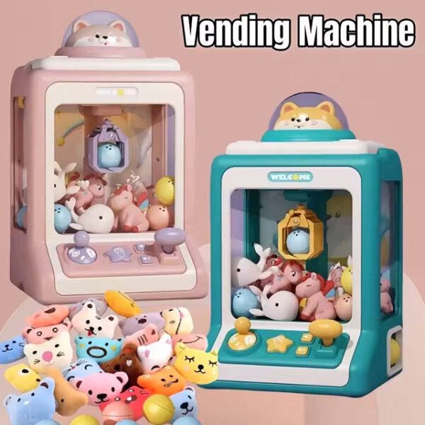 Mini Vending Machine Toys for Kids – DIY Gashapon Claw Machine with Plush Dolls & Candy Prizes – Fun Birthday & Christmas Gifts for Children