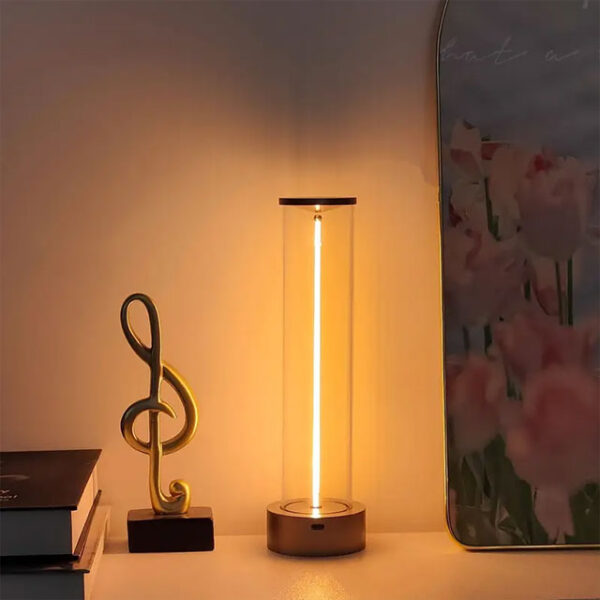 Modern Cordless Bedside Lamp – Rechargeable Touch-Controlled Dimmable Table Light with 3 Levels, USB Powered, Metal Base – Silvery Fantasy Style for Office, Living Room, Bedroom
