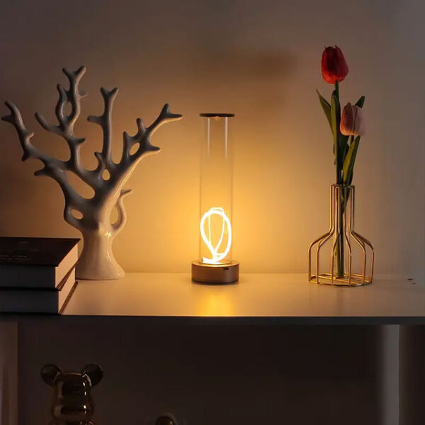 Modern Cordless Bedside Lamp – Rechargeable Touch-Controlled Dimmable Table Light with 3 Levels, USB Powered, Metal Base – Silvery Fantasy Style for Office, Living Room, Bedroom