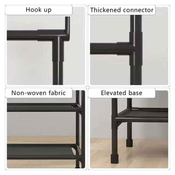 Multi-Layer Corner Coat Rack – Floor-Standing Detachable Clothes Hanger with Integrated Shoe Rack