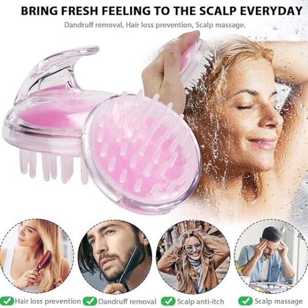 NEWI Scalp Care Brush - Upgraded Hair Scalp Massager & Shampoo Head Scrubber for All Hairstyles (Pink)