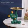 Orange Light Luxury Bear Tray | Entrance Shoe Cabinet & Key Storage Tray | 17x15cm Resin Decor for Living Room & Office Desktop