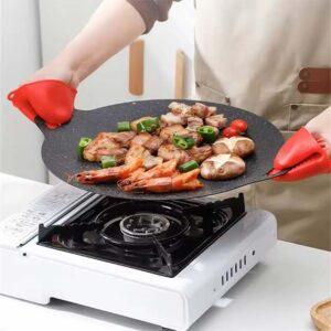 Cast Iron Outdoor Camping Grill Pan – Non-Stick Barbecue Plate for Korean Steak, Frying, BBQ, Induction Cooker & Gas Cooking